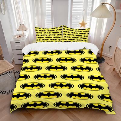 3pcs Batman Signal Bedding Set, Soft Polyester Duvet Cover and Pillowcases Machine Washable Seasons All Suitable, Design for Bedroom341