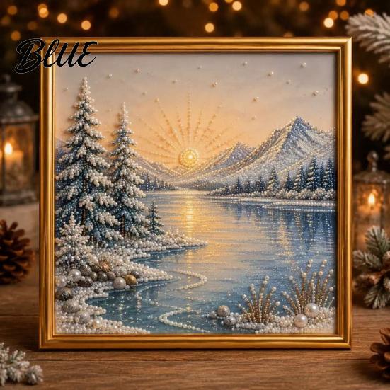 Рождественское искусство с драгоценными камнями DIY Набор с искусственным жемчугом Зимняя сцена Картина Настенное украшение 3D Сверкающее животное Набор для творчества для взрослых Праздничные принадлежности для декора