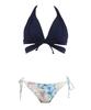 Swimwear Bikini Natural But Firm Up Navy X Beige [Sanai Paradise] Set, [Natural Bra] Non-wired Bikini, 55-53-2-1576, Women's,