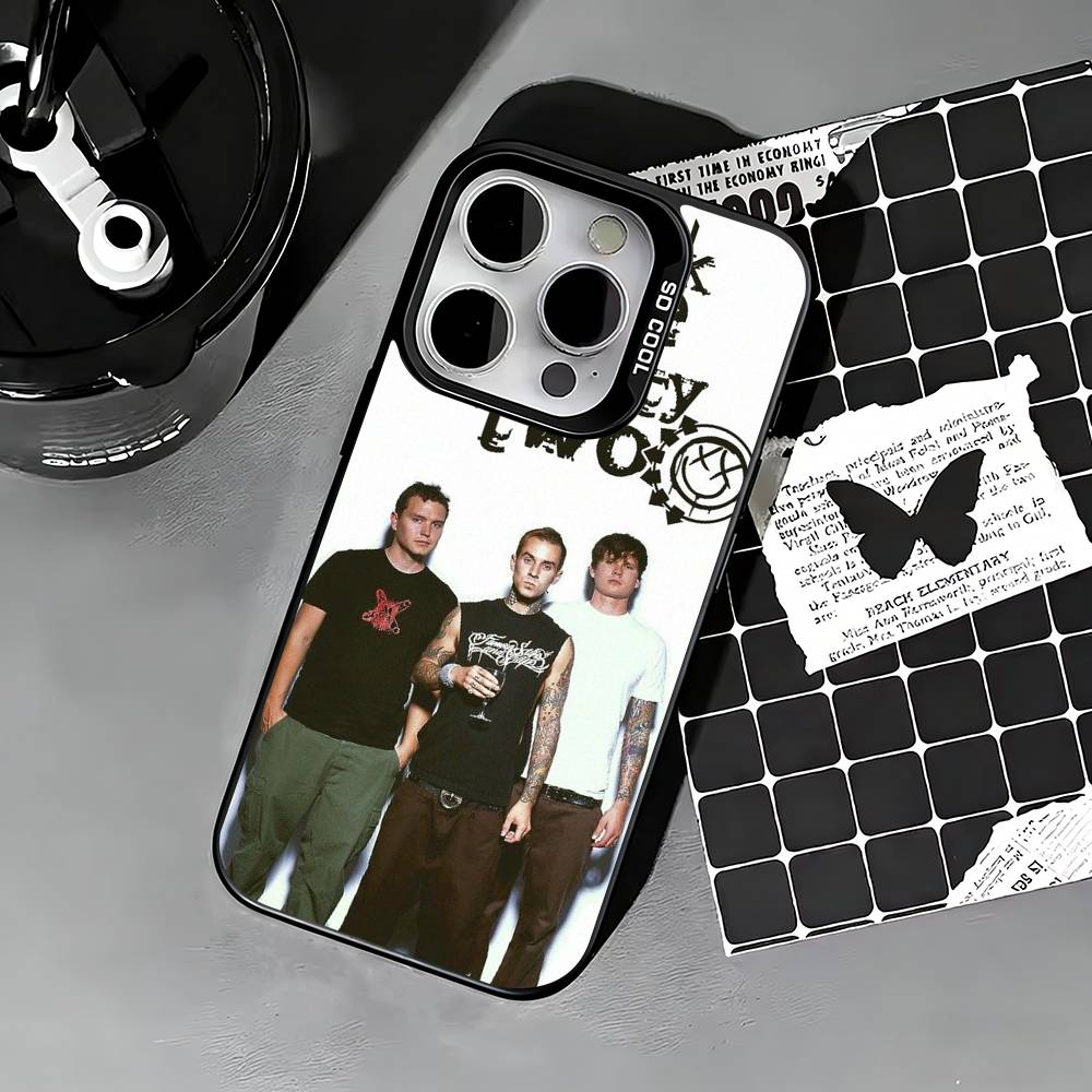Punk B-Blink-182 Band Phone Case For iPhone 17,16,15,14,13,12,11 Plus,Pro Max,XS,Colored silver phone case
