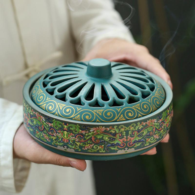 Mosquito incense box with cover incense burner Household ceramic tray incense burner mosquito incense burner decoration 7