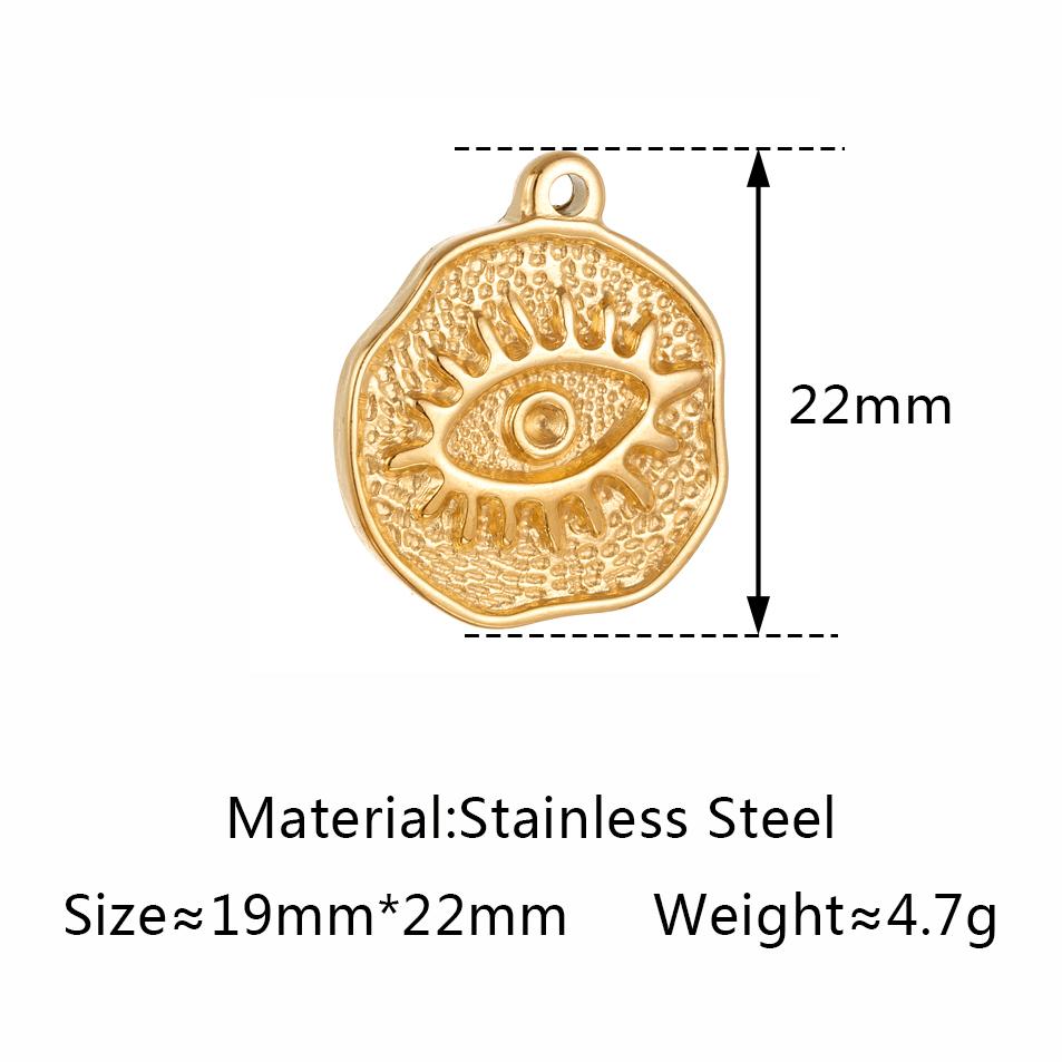 3pcs Stainless Steel Gold Color Plated Rhinestone Evil Blue Eye Charms Necklace Bracelet Earring DIY Jewelry Making Accessories