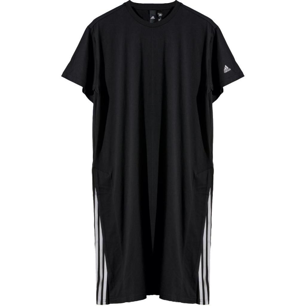 Adidas Письмо Логотип Напечатанный круглый вырез пуловер миди короткий рукав платье женские платья черный GD8445