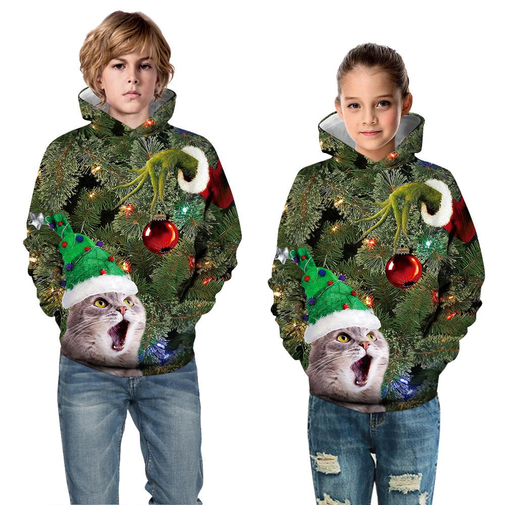 5-14 Years Boys Hoodies Girls Pullover Autumn 3D Snowman Print Teenagers Christmas Halloween Gift New Children Sweatshirt Coat