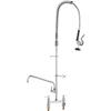Commercial Faucet with Pre-Rinse Sprayer, 44" Height, 8" Center, 12" Swing Spout, Deck Mount Kitchen Sink Faucet, Brass Constructed Device with Pull