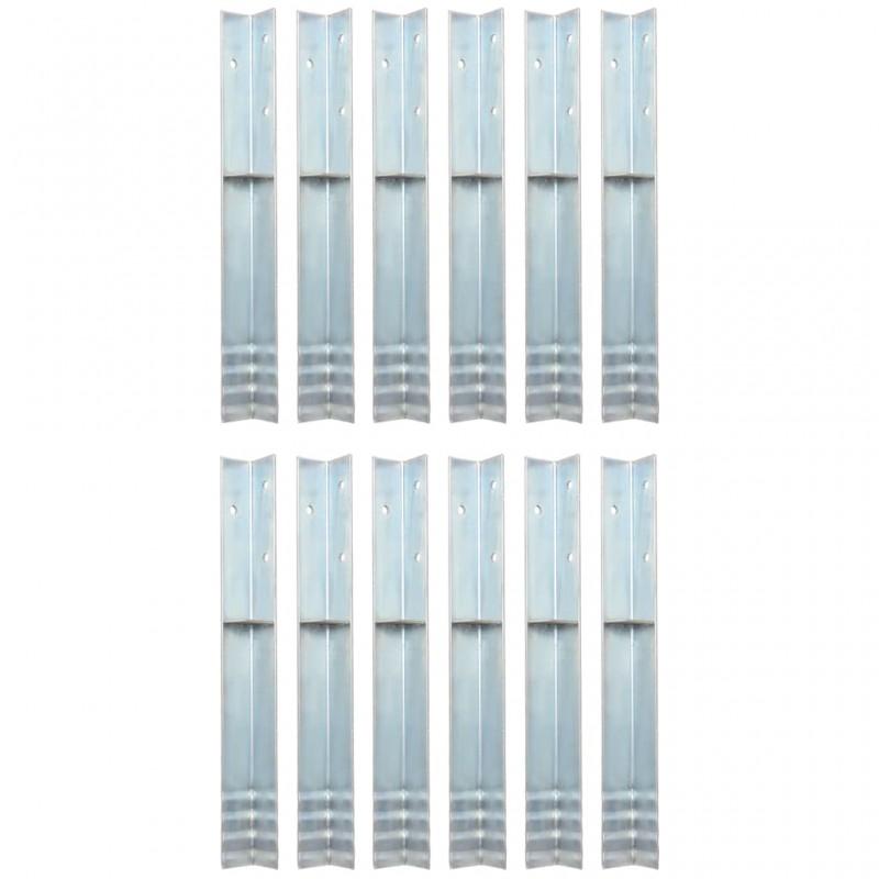 Day and Night - Day and Night Ground Anchor L Shape 12 Pcs Galvanized Steel 5x5x50 Cm