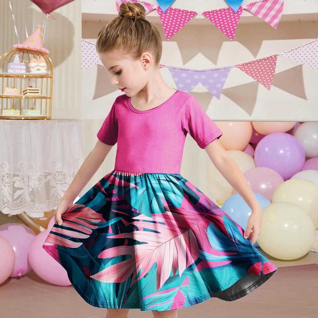 Летнее платье для девочек, платье для малышей, однотонное повседневное платье-футболка с коротким рукавом А-силуэта