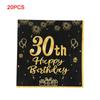 Black And Gold Design Happy Birthday Napkins Tissue Paper Napkins  Event Supplies