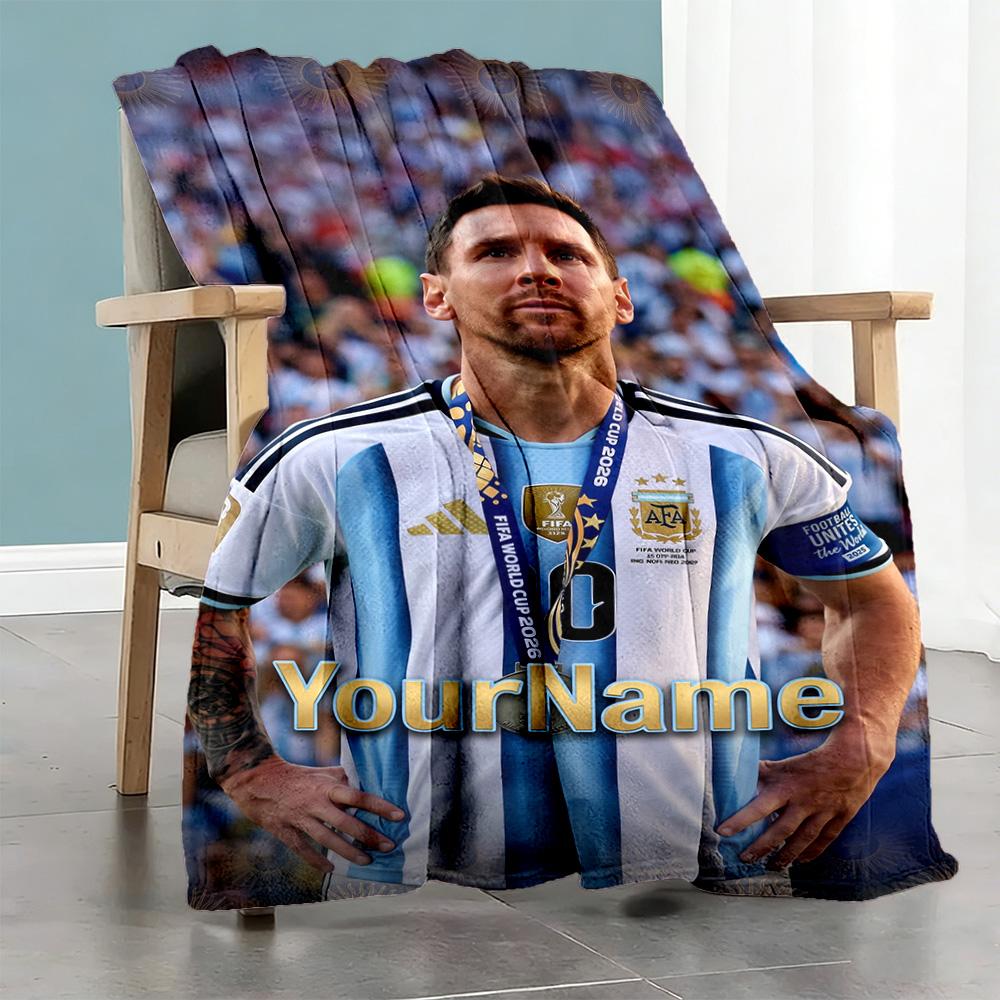 Messi 215 Personalized Name Blanket Cozy Customizable Blanket Durable Comfort for Picnics Bed Bedding Nap Four Seasons Universal