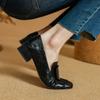 Fashion 2025 New Size 34-40 Women Casual Loafers Real Leather Soft Square Toe High Heels Shoes Spring Office Lady Daily Pumps Shoes