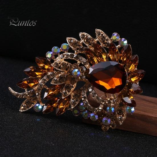 Elegant Colorful Rhinestone Glass Brooch Vibrant Color Irregular Shape Pin Shawl Scarf Suit Collar Badge Outfit Accessories