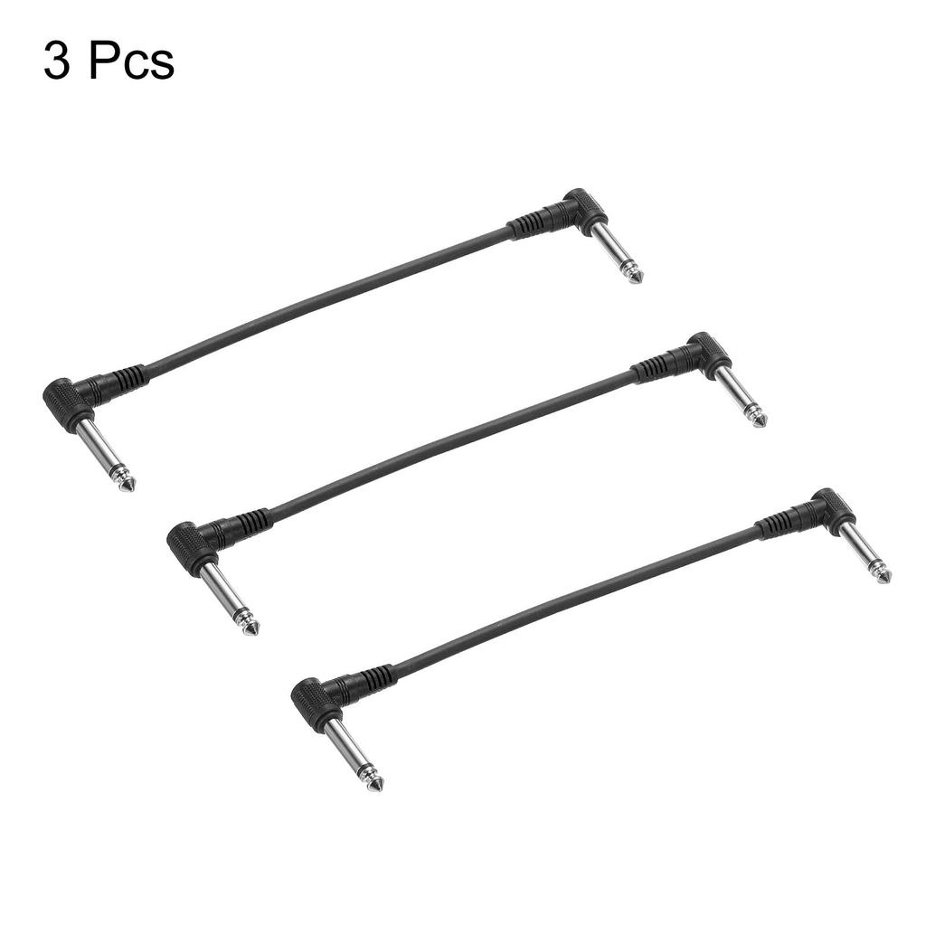 Uxcell Патч-кабель TRS 6 мм Прямоугольный Черный 3 шт.