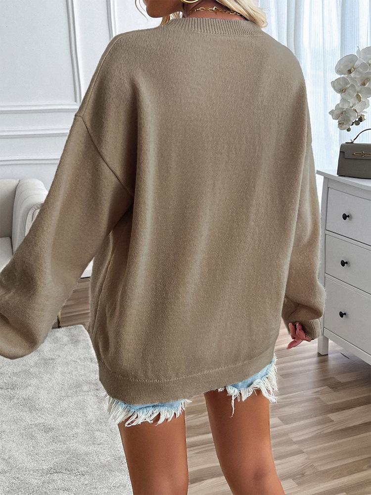 Diyun 2024 Autumn/Winter Women's Yarn-Dyed Independence Day Long-Sleeve Casual Sweater