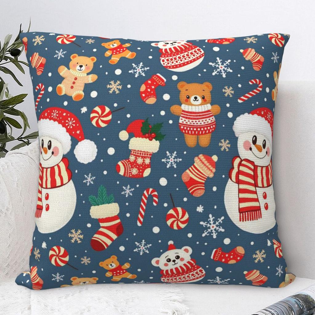 Pillow Case Christmas Snowman Soft Pillow Cover Morden Cushion Cover Printed Pillowcases For Sofa Bedroom Home Decor