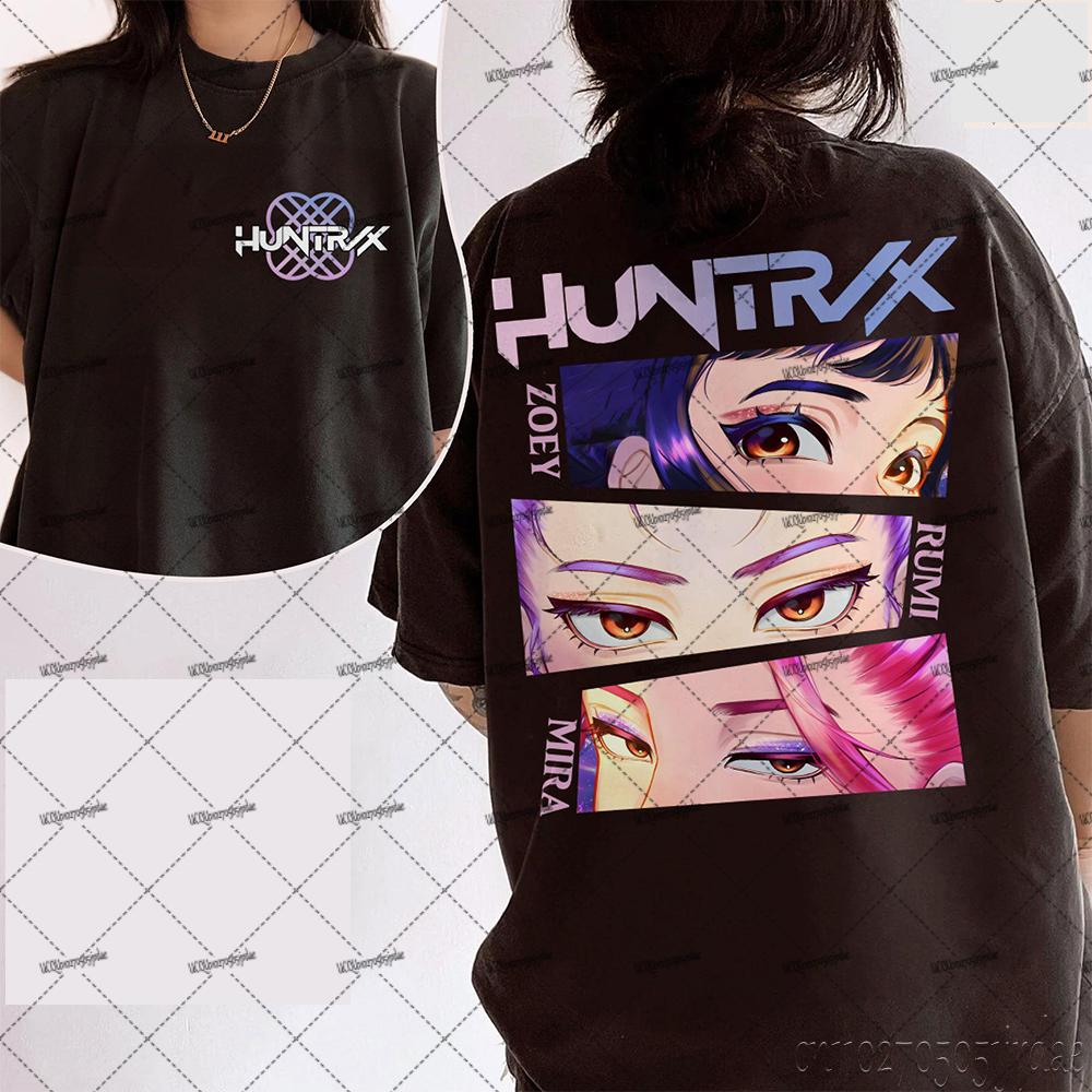 KPop Demon Hunters Huntrix Tshirts For Women Summer New Movie Pattern Short Sleeve Tshirts Oversized YK Street Tops