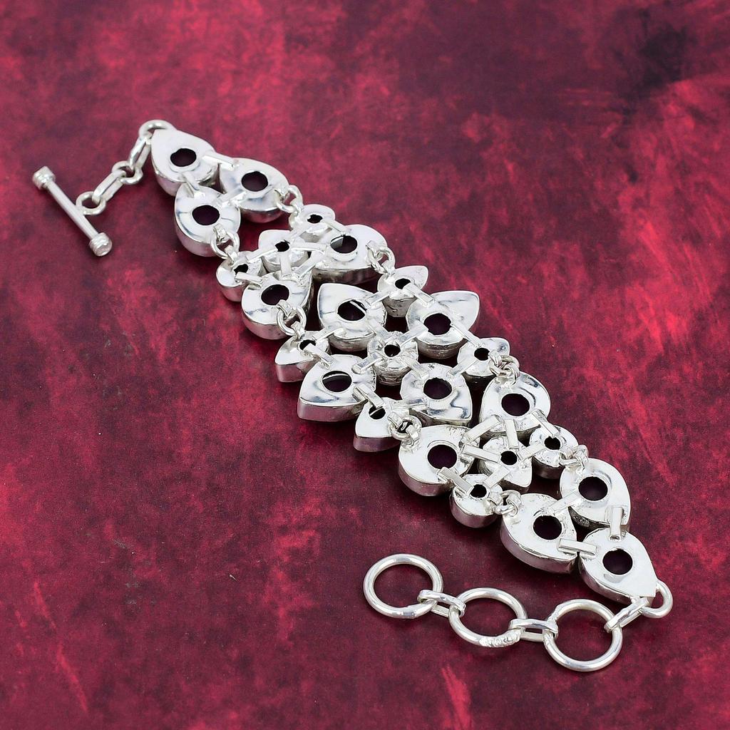 Ограненный рубин, браслет из красного граната, ювелирные изделия из цельного серебра 925 пробы с драгоценными камнями, браслет ручной работы на День матери