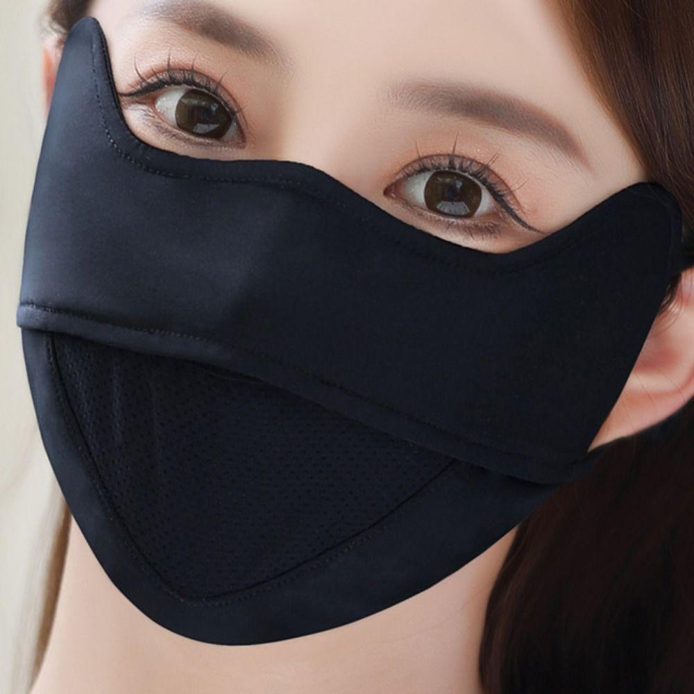Solid Color Ice Silk Face Scarf Mesh Anti-uv Face Cover Thin Sunscreen Veil  Sports