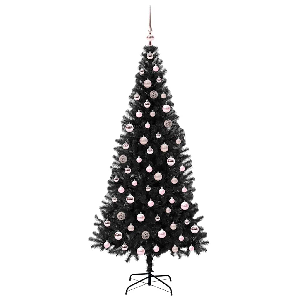 Christmas Tree with 300 LEDs and Stand Black 210 cm PVC