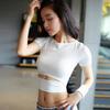 Sexy Women Yoga T-shirts Solid Black White Sports Tops Casual Gym Tees For Female Leisure Running Cycling T-shirts Short Sleeve Tees Girls Casual Tee