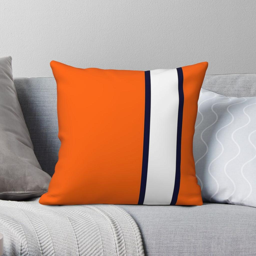 Orange White Navy Bars Square Pillowcase Polyester Linen Velvet Printed Zip Decor Pillow Case Room Cushion Case Wholesale
