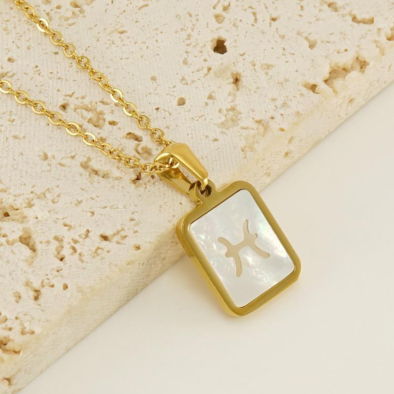 18-каратное золото нержавеющая сталь 12 созвездий ожерелье ювелирные изделия белая ракушка полая подвеска ожерелье для женщин