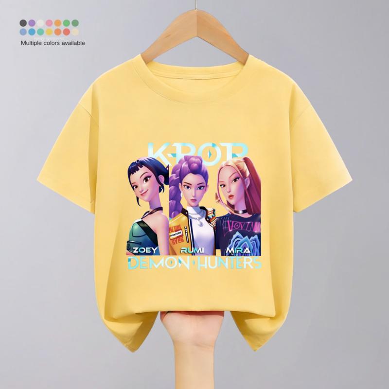 Kpop Охотники на демонов Детская одежда Футболки Летние Новая мода Популярные Топы с коротким рукавом Футболка Детская одежда Повседневные футболки 1-10 лет