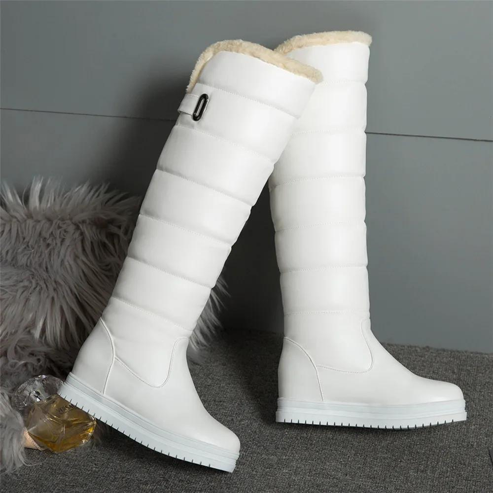 Fashion Winter Warm Pink White Snow Boots Women Shoes 2025 Low Heels Knee High Boots Female Platform Plush Long Boats Mujer Black 34-43