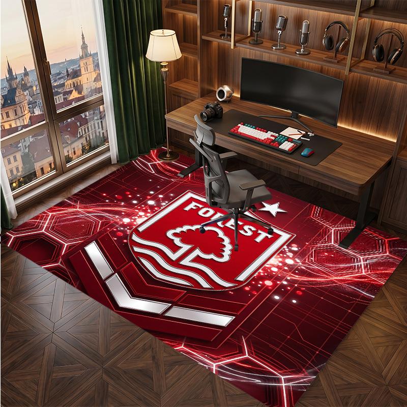 Nottingham Forest Football Print Crystal Velvet Rug, Comfortable Water Absorbent Non Slip Indoor Floor Carpet
