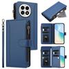 For OnePlus 13 Leather Case 9 Card Slots Zipper Wallet Stand Phone Cover with Wrist Strap
