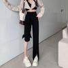 Spring High-Waisted Slit Wide-Leg Plus Size Floor-Length Pants