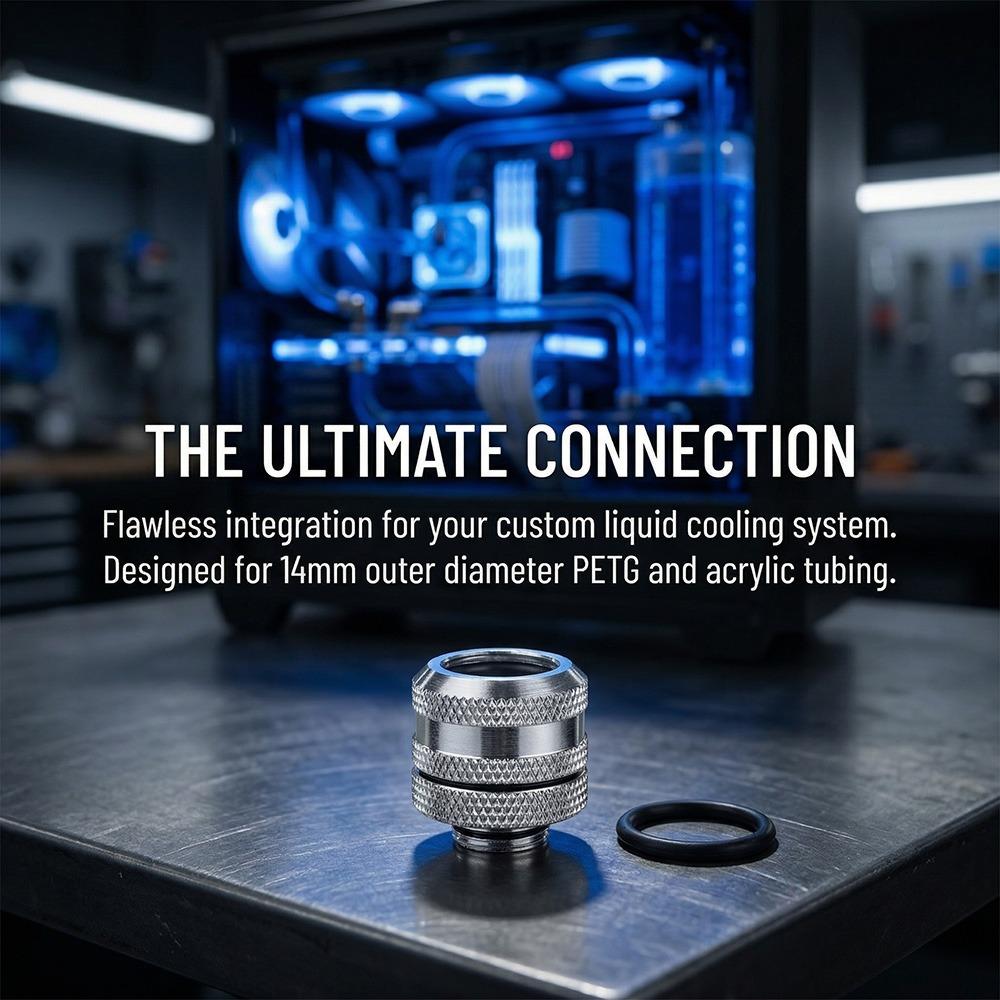 2PCS Silver/Black Pass-Through Fittings G1/4 Water Cooling System Compression Fitting PC Cooling