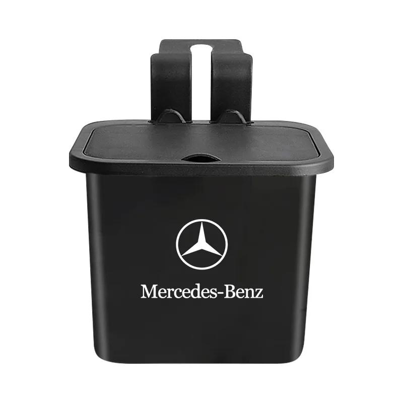 Car Hanging Trash Bin Seat Back Storage Box Phone Holder Hook Stickers For Mercedes Benz A B C E S AMG C200 C230 C240 C250 C280 GI1