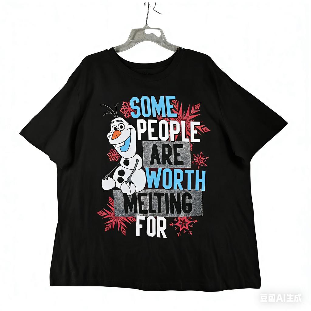 25/26 Лето Дисней Холодное Сердце Женская Красная С Олафом Графикой Чистый Хлопок Дышащая Короткий Рукав Семейный Наряд Унисекс Стиль Y2k