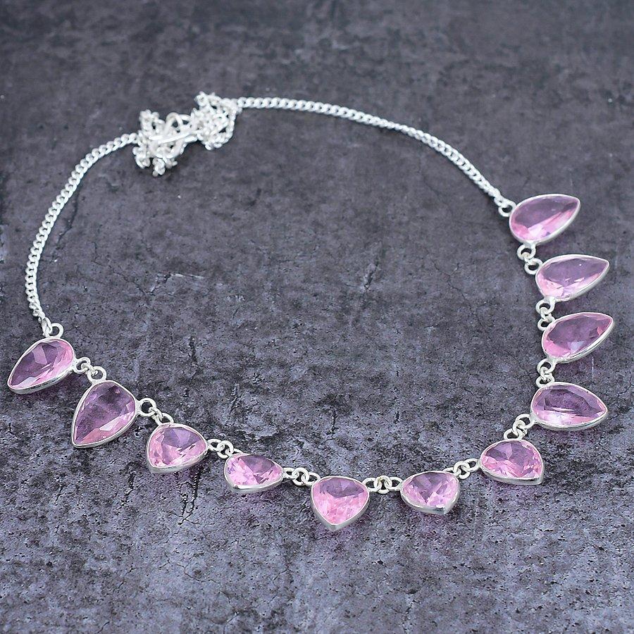 Ювелирные изделия ручной работы из серебра 925 пробы с розовым кунцитом, 18 дюймов, y9J92