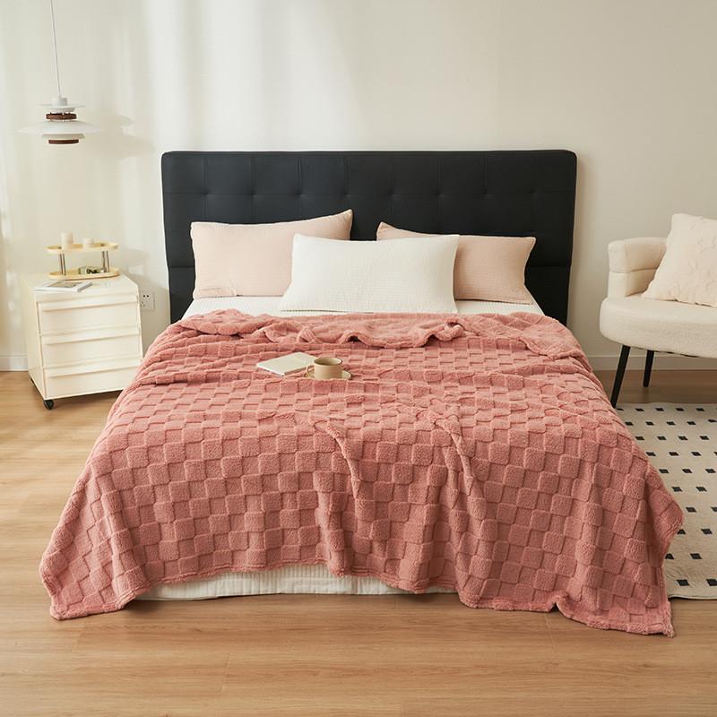 Multicolor Waffle Fleece Throw Blanket For Home Comfort And Warmth