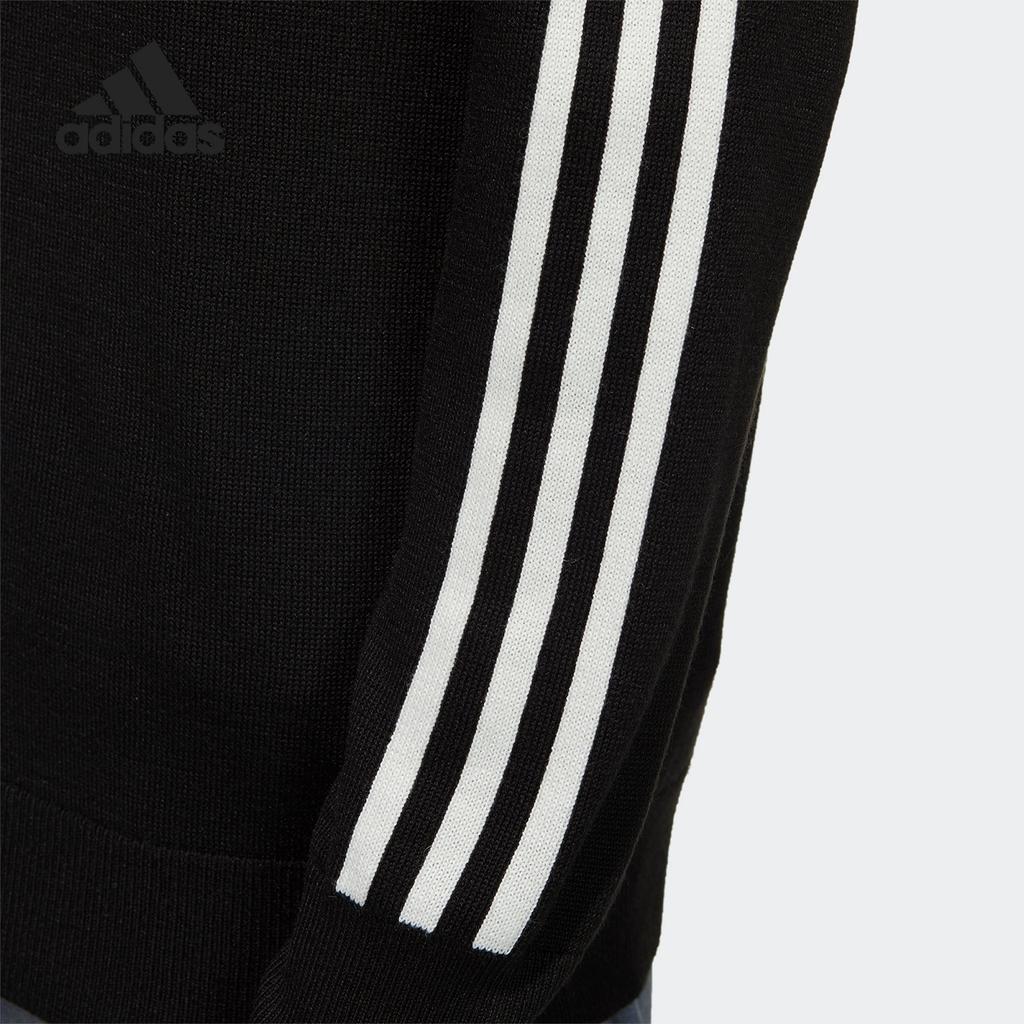 adidas Логотип бренда с принтом в полоску и круглым вырезом, повседневная футболка с длинным рукавом, мужские топы, черный GV1203
