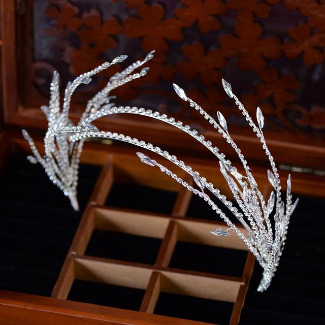 Барокко Кристалл Стразы Кисточка Лист Ободок Для Волос Женская Свадебная Тиара Аксессуары Для Волос Корона Украшения Для Волос