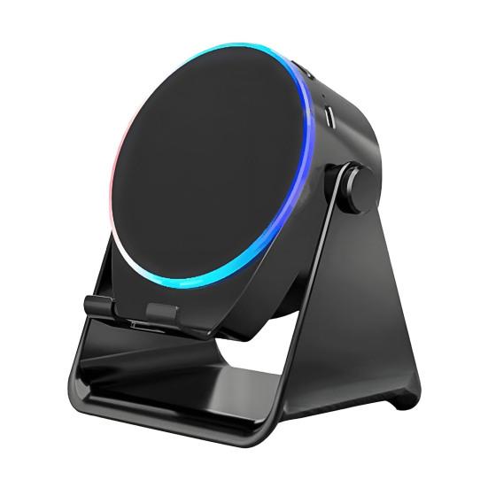Беспроводной индукционный динамик с регулируемой подставкой для мобильного телефона, стереозвук, цветная подсветка, аккумулятор 800 мАч, перезаряжаемый, 5-в-1, динамик с поддержкой Bluetooth