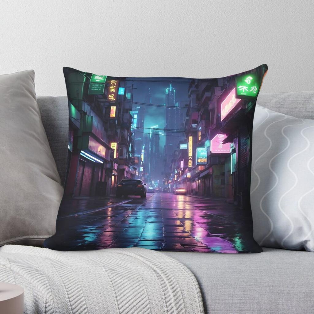 Citylights Futurismo Dreams Square Pillowcase Polyester Linen Velvet Pattern Zip Decorative Pillow Sofa Seater Cushion Cover 18"