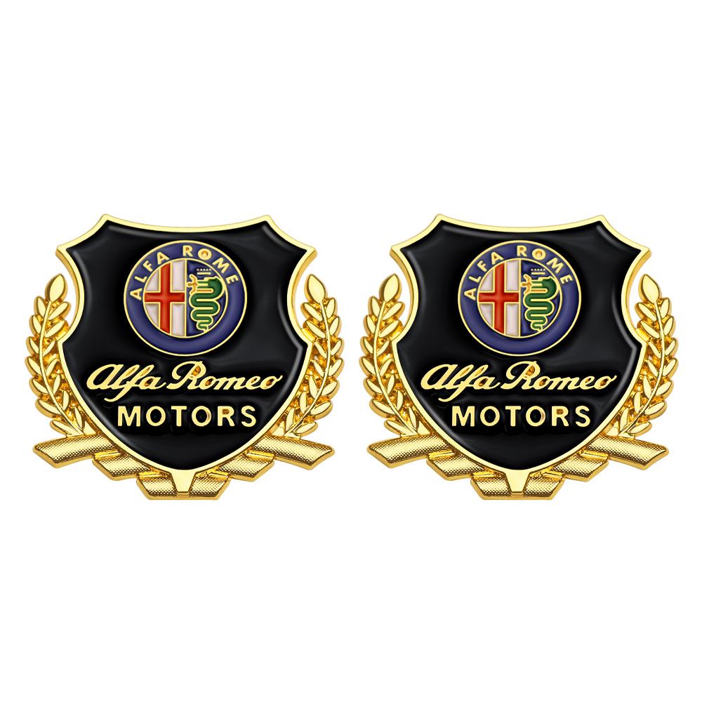 2pcs 3D Metal Emblem Design Car Body Window Decor Stickers Auto Styling For Alfa Romeo 159 Stelvio Volante Giulietta Mito 147 F1