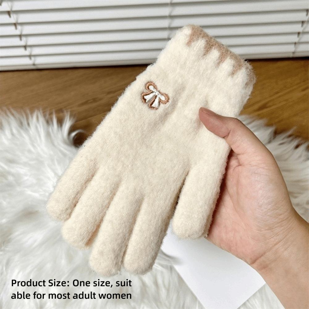 Polyester Warm Full Finger Gloves Plush Winter Knitted Gloves Cold Weather Activities