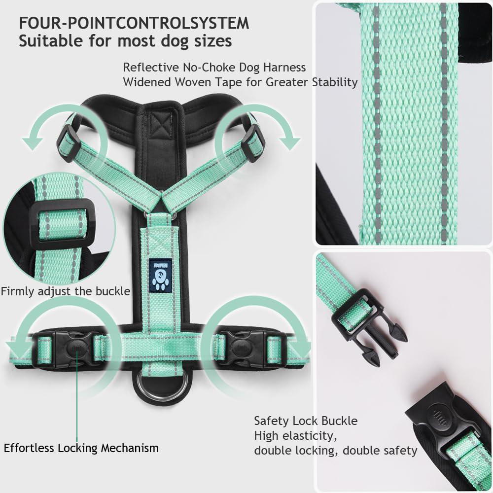 Y-образная шлейка для собак с регулируемым прочным нейлоном, мягкой подкладкой, металлическими пряжками и кожаной ручкой для маленьких, средних и больших собак