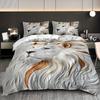 Grey 3D Lion Animal Duvet Cover Set Breathable Bedding With 1 Duvet Cover And 2 Pillowcases Machine Washable Home Dorm Decor