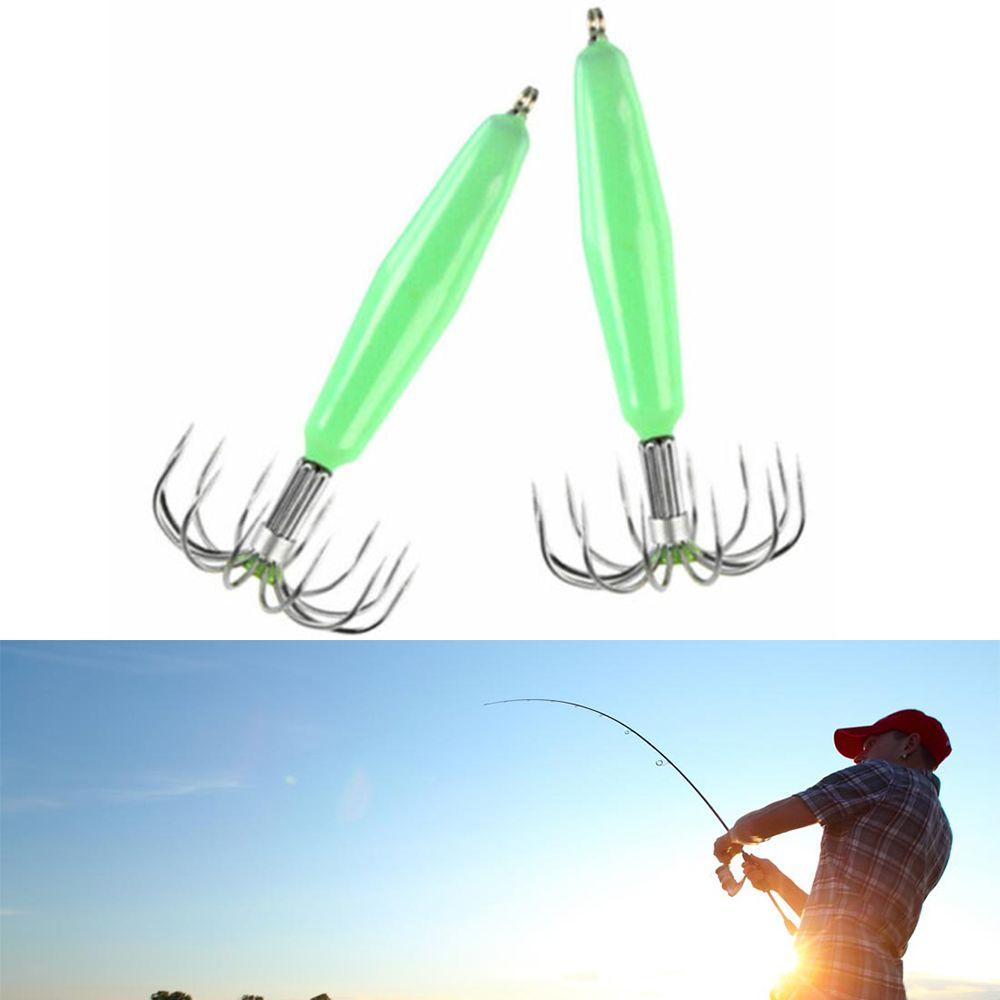 HOT Luminous Jigs Sleeve-fish Squid Hook Fishing Tackle Wood Shrimp Lures Octopus Bait