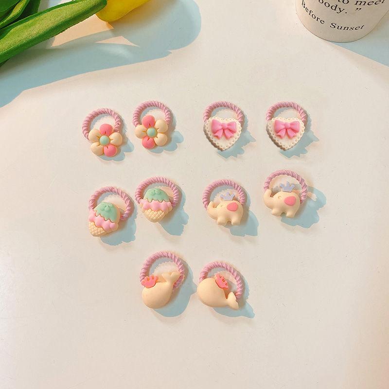 10pcs/set Little Girls Kawaii Elastic Hair Bands Cute Thumb Hair Twister Hair Tie Children High Elastic Cartoon Hair Accessories