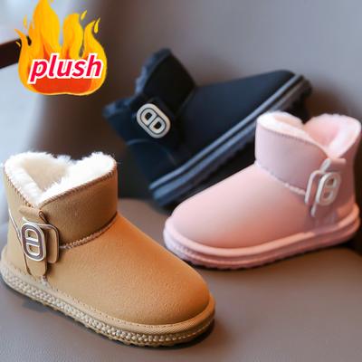 Детские зимние ботинки, новые утепленные хлопковые ботинки с мягкой подкладкой для мальчиков и девочек, зимние детские короткие толстые сапоги для малышей