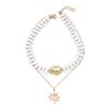 Baroque Style Stackable Necklace Irregular Pearl Clavicle Chain Sun Pendant Necklace  For Women