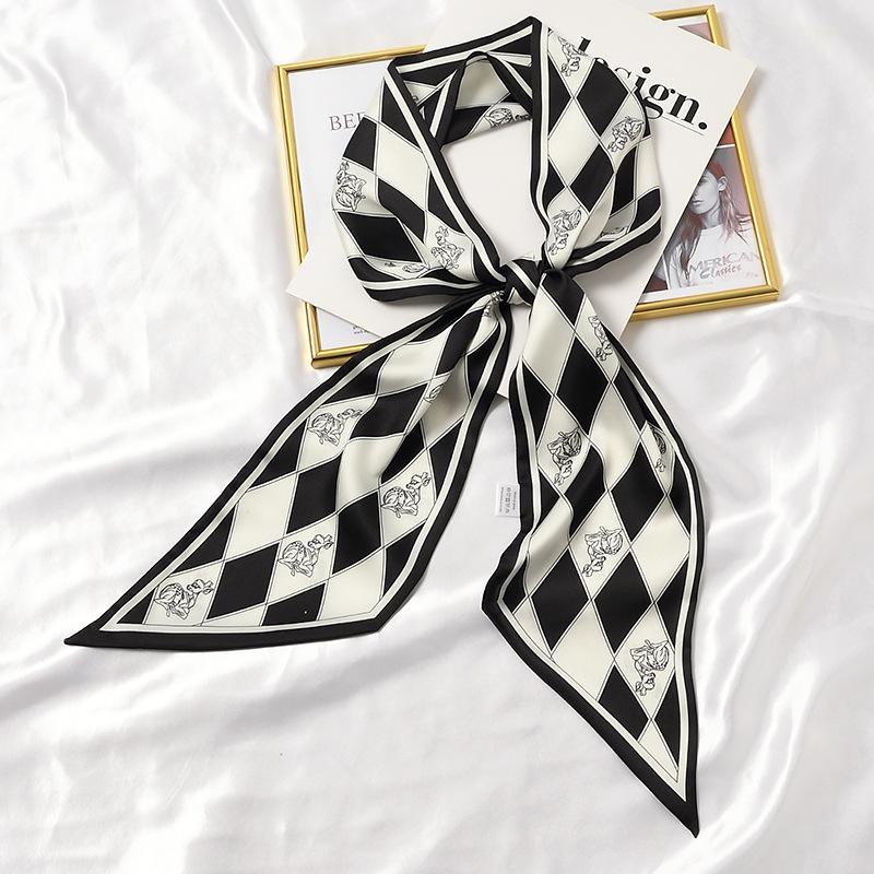 Длинный шейный платок, узкие ленты для волос, шарф, женские модные повязки на голову, шейные платки, напечатанная повязка на голову, симпатичные женские шарфы-сумки 14x145 см