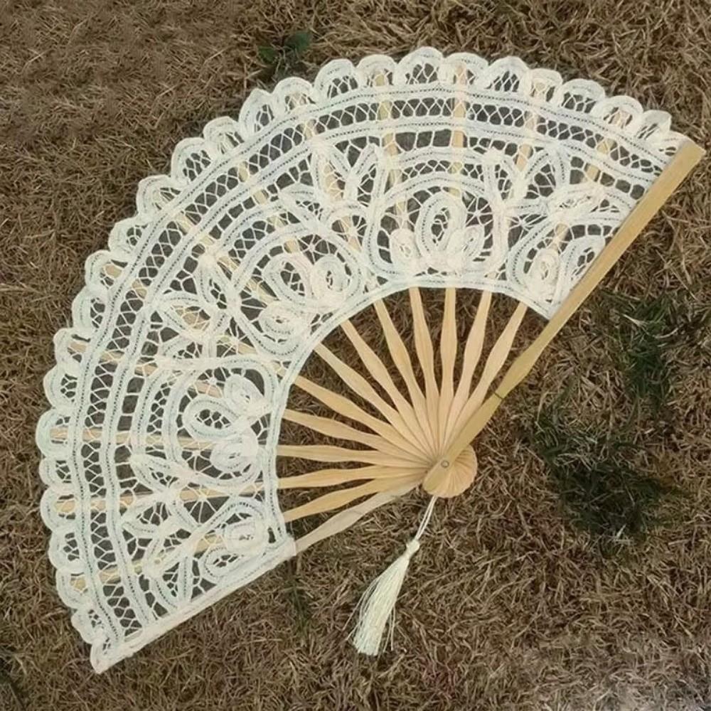 Lace Vintage Lace Hand Fan Tassel Pendant Dance Handheld Fan Dance Performance