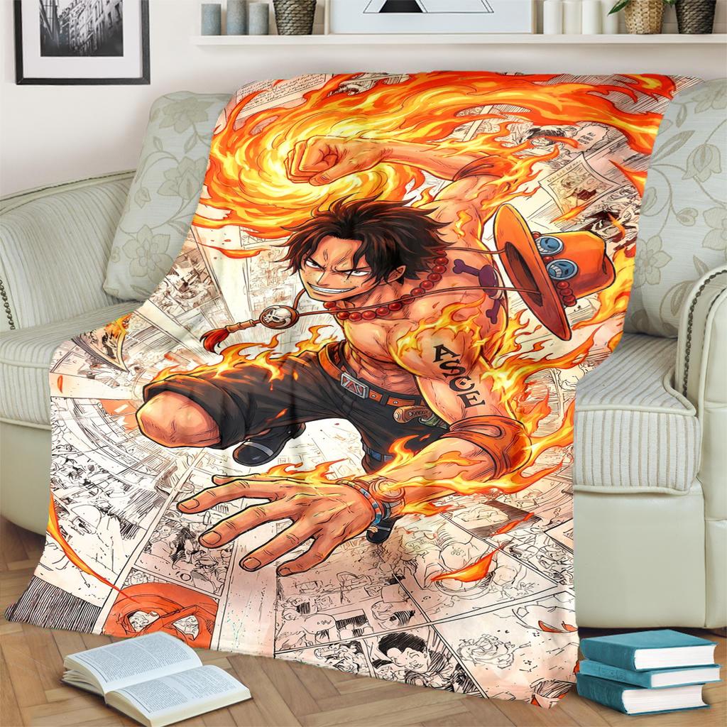 "ONE PIECE" Flannel Blanket Comfortable Soft Print for Home Bedrooms, Sofas, Beds, Chairs, Picnics